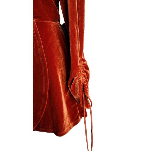 Urban Outfitters Velvet Jumpsuit Romper Copper Orange Sz XS Skort Skirted Shorts - Picture 4 of 8